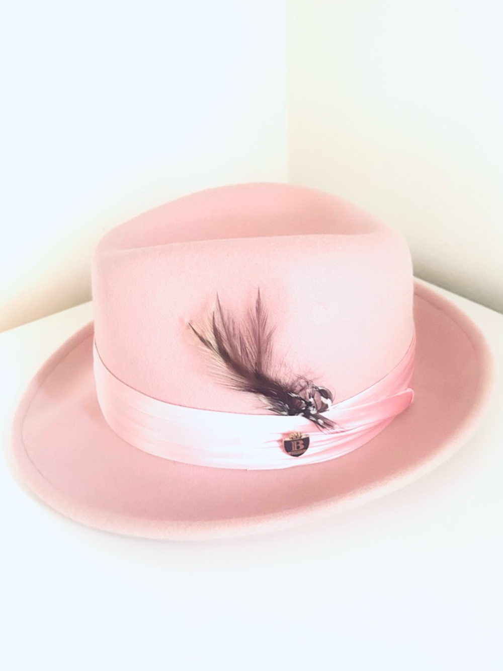 BRUNO CAPELO GIOVANI COLLECTION  PINK WOOL FELT FEDORA HAT